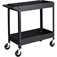 Amazon Basics - Carrito auxiliar multiusos de 2 niveles de estilo bandeja alta- acero- 181 kilogramos de capacidad…